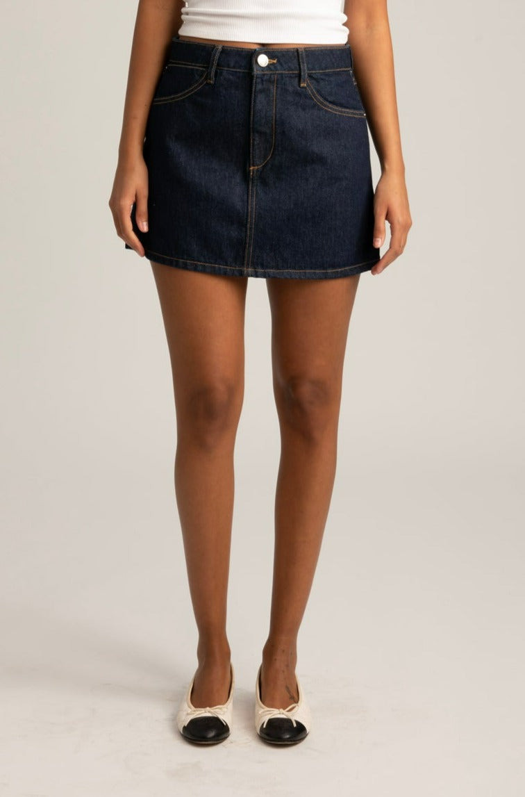 JANE DENIM A-LINE MINI SKIRT - 5