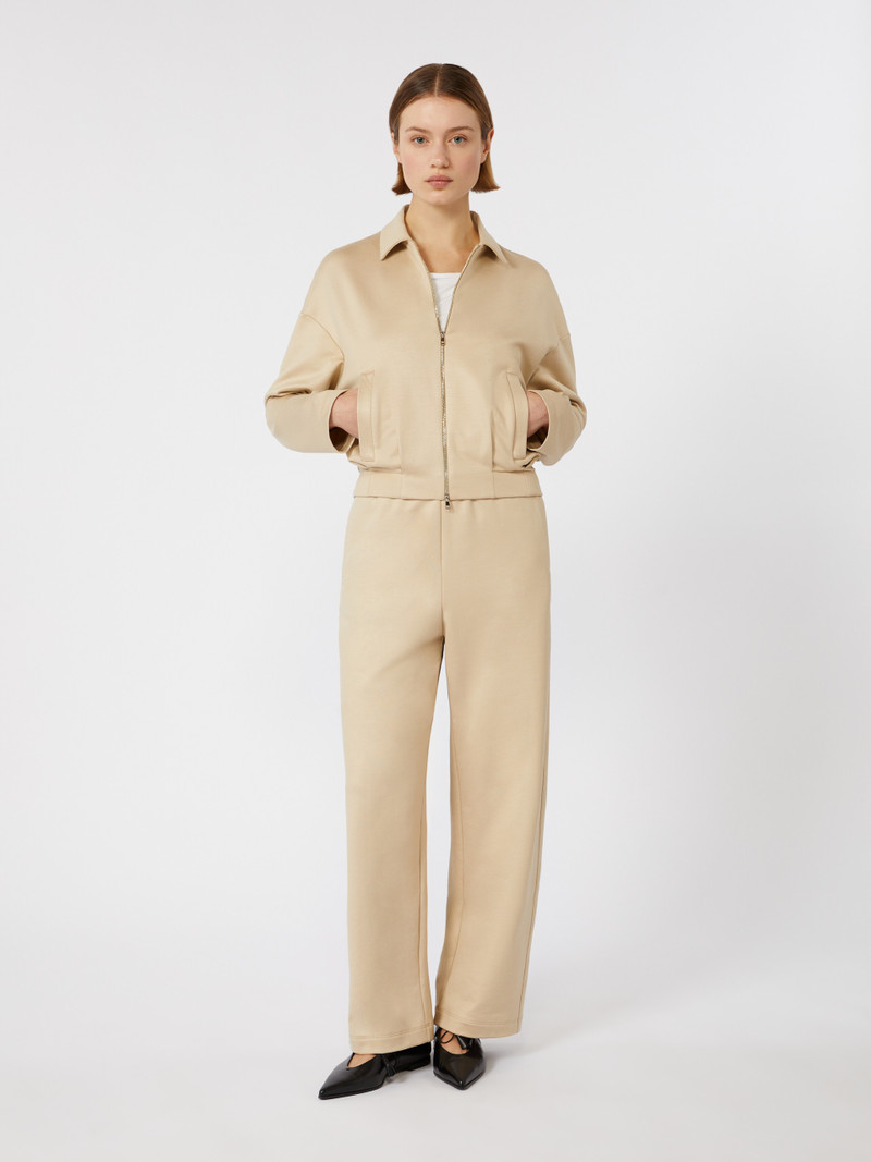 Max Mara FILOVIA Cotton and silk jersey fleece trousers outlook
