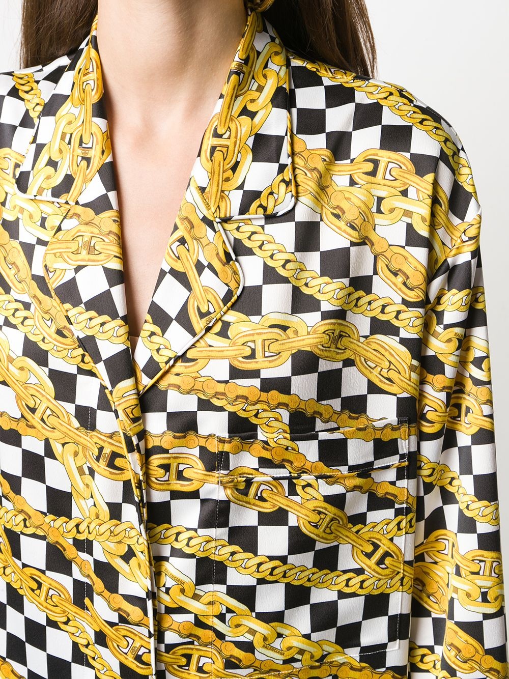 chain print checkerboard coat - 5