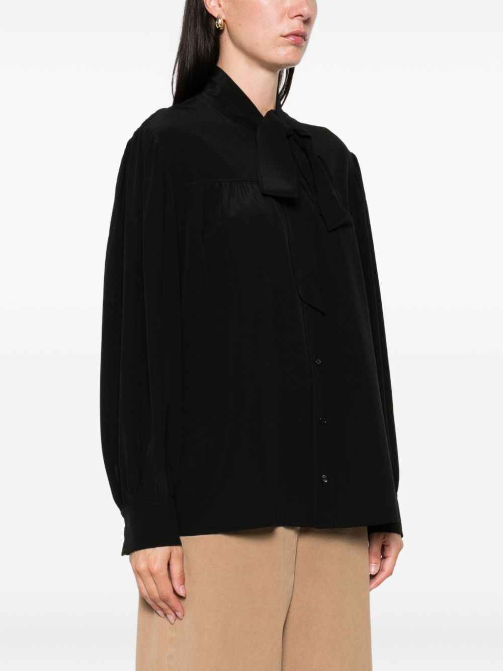 pussy bow-collar silk top - 3