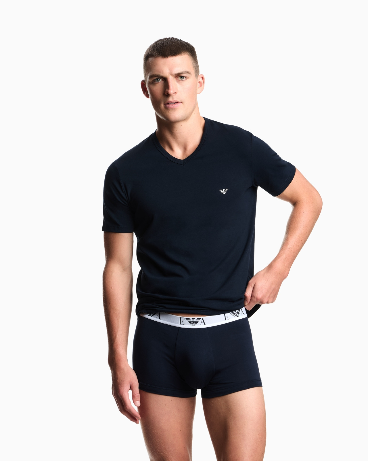 TWO-PACK OF STRETCH JERSEY LOUNGEWEAR V-NECK T-SHIRTS - 2