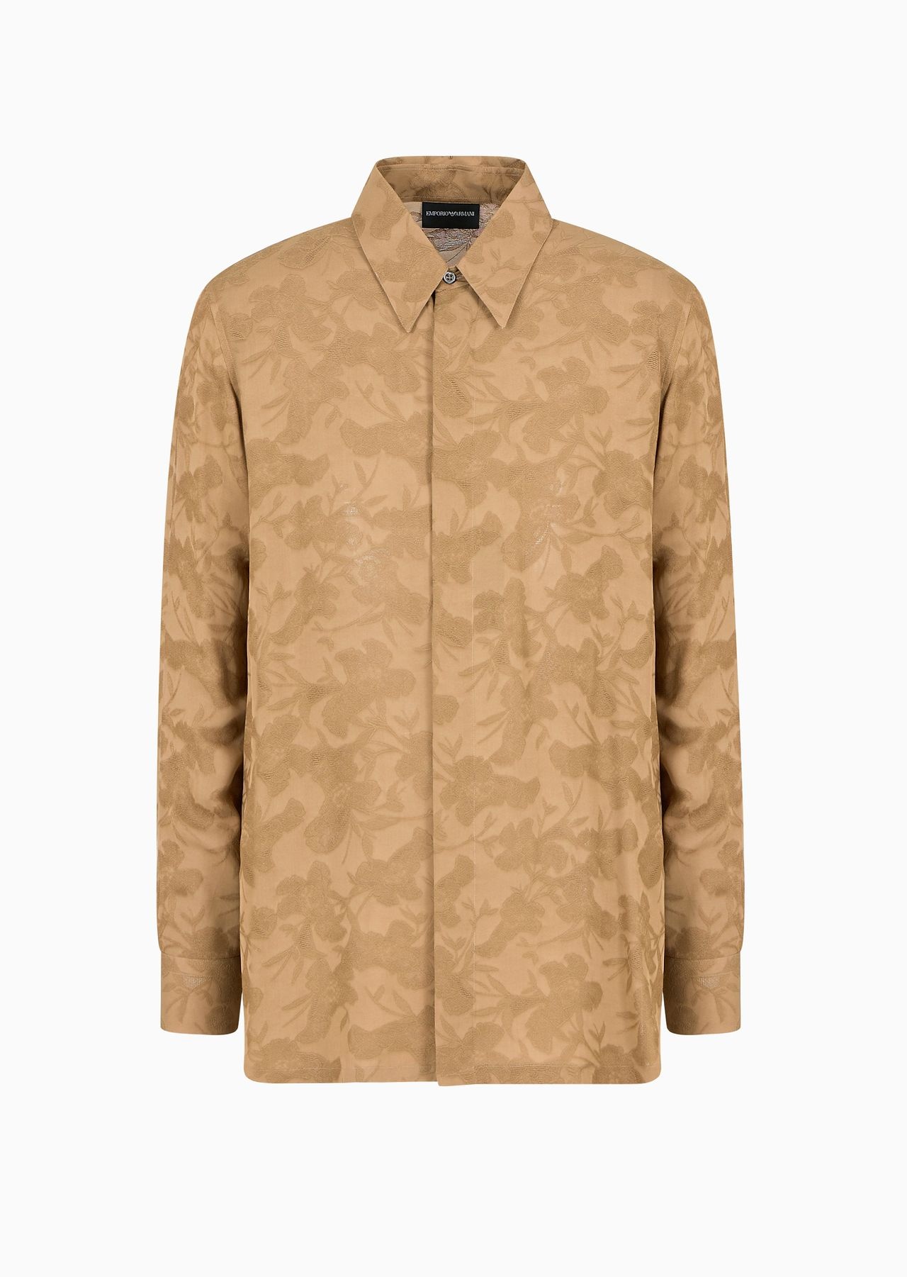 Viscose shirt with jacquard floral motif - 1