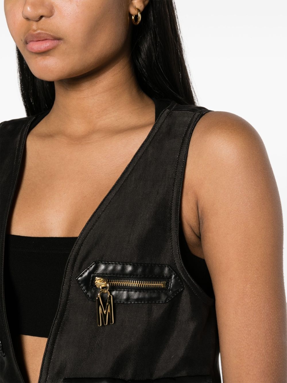 lettering logo-plaque satin gillet - 5