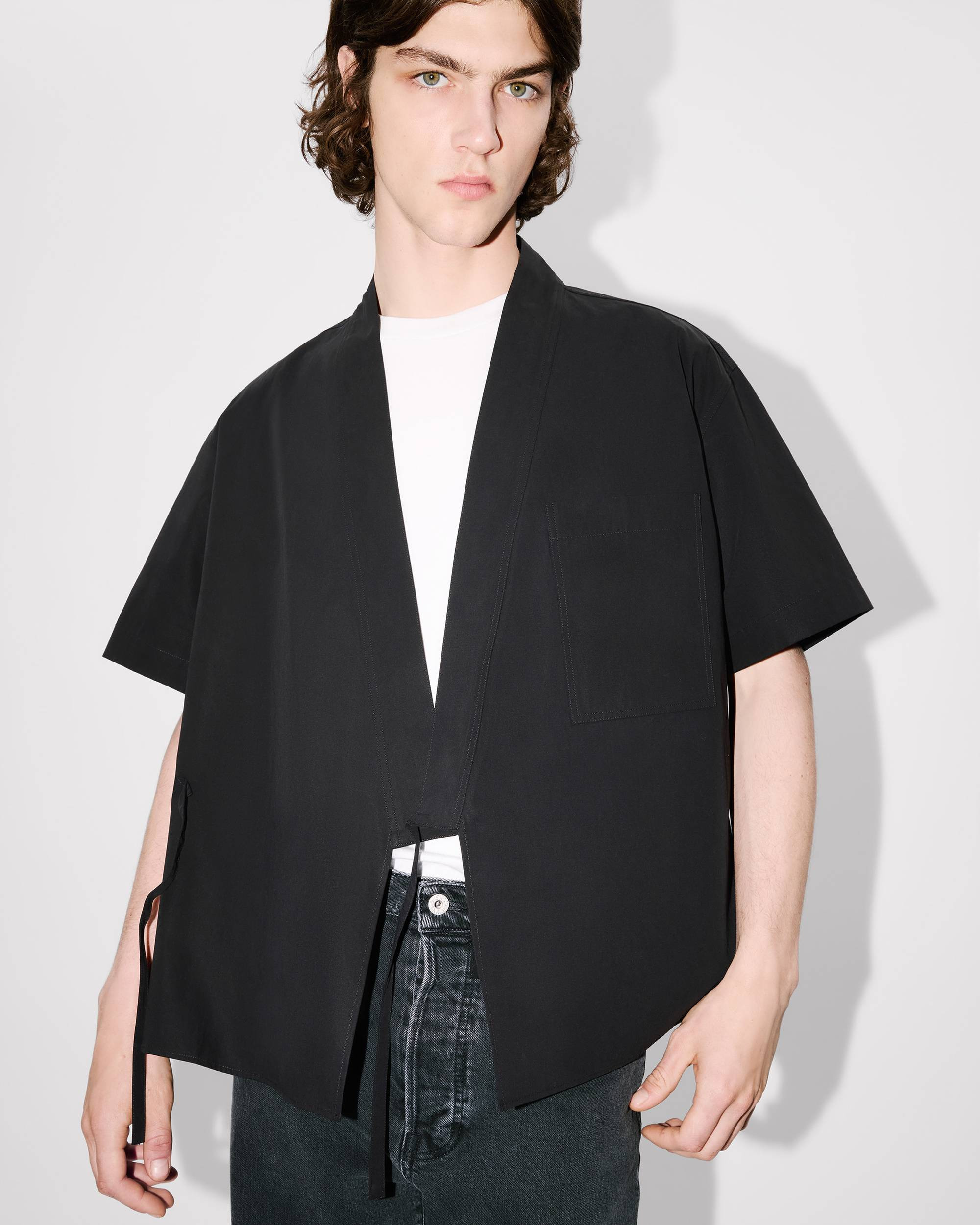 Kimono short sleeve shirt in cotton poplin - 7