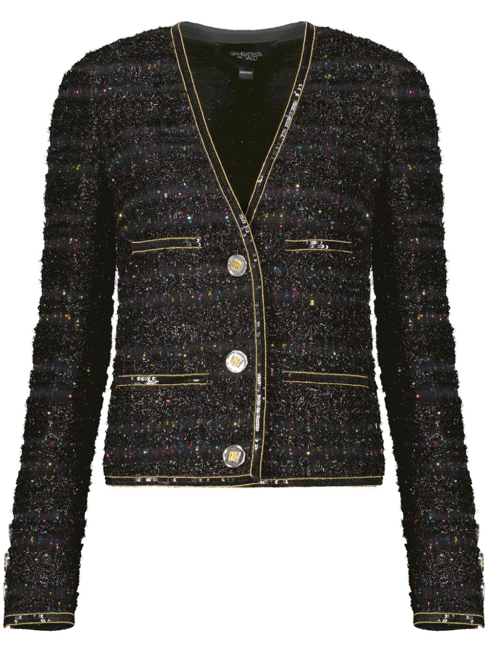 sequin-embellished tweed jacket - 1