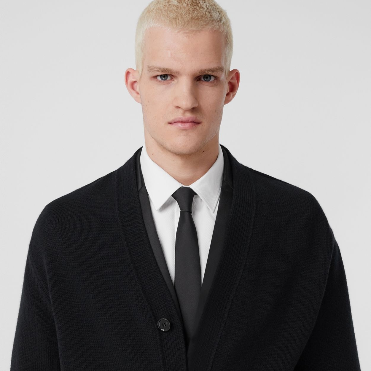 Contrast Nylon Panel Wool Cashmere Cardigan - 3