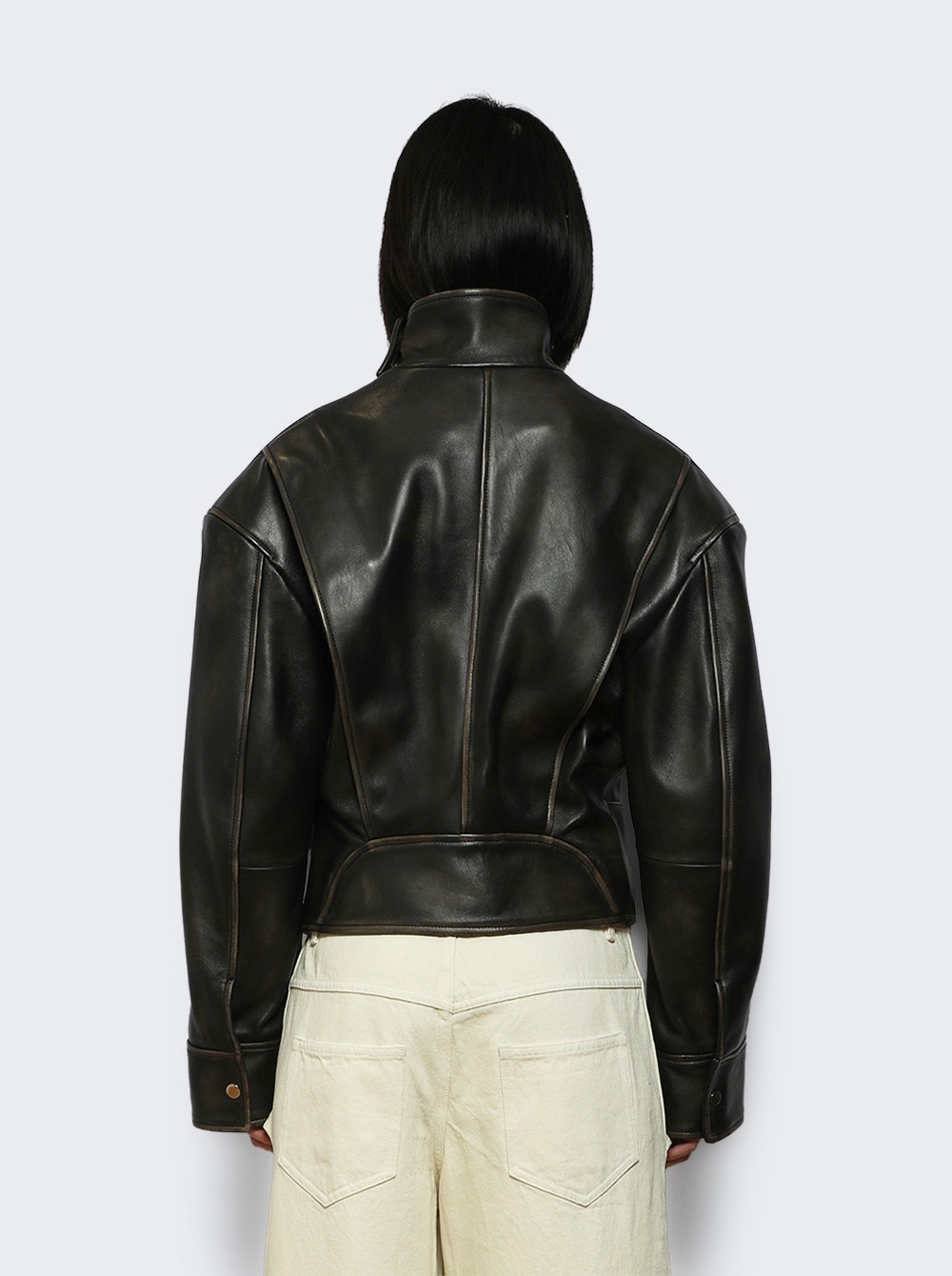 Burnished Eddie Leather Jacket Black - 4