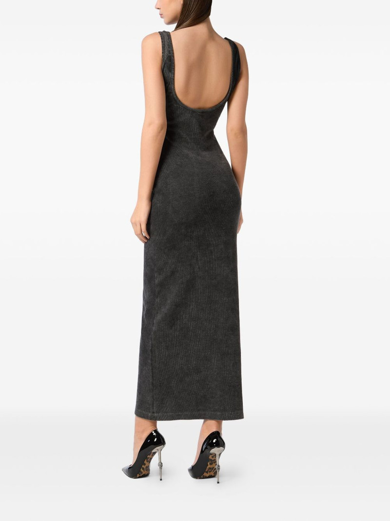 Hexagon ribbed-knit tank midi dress 3