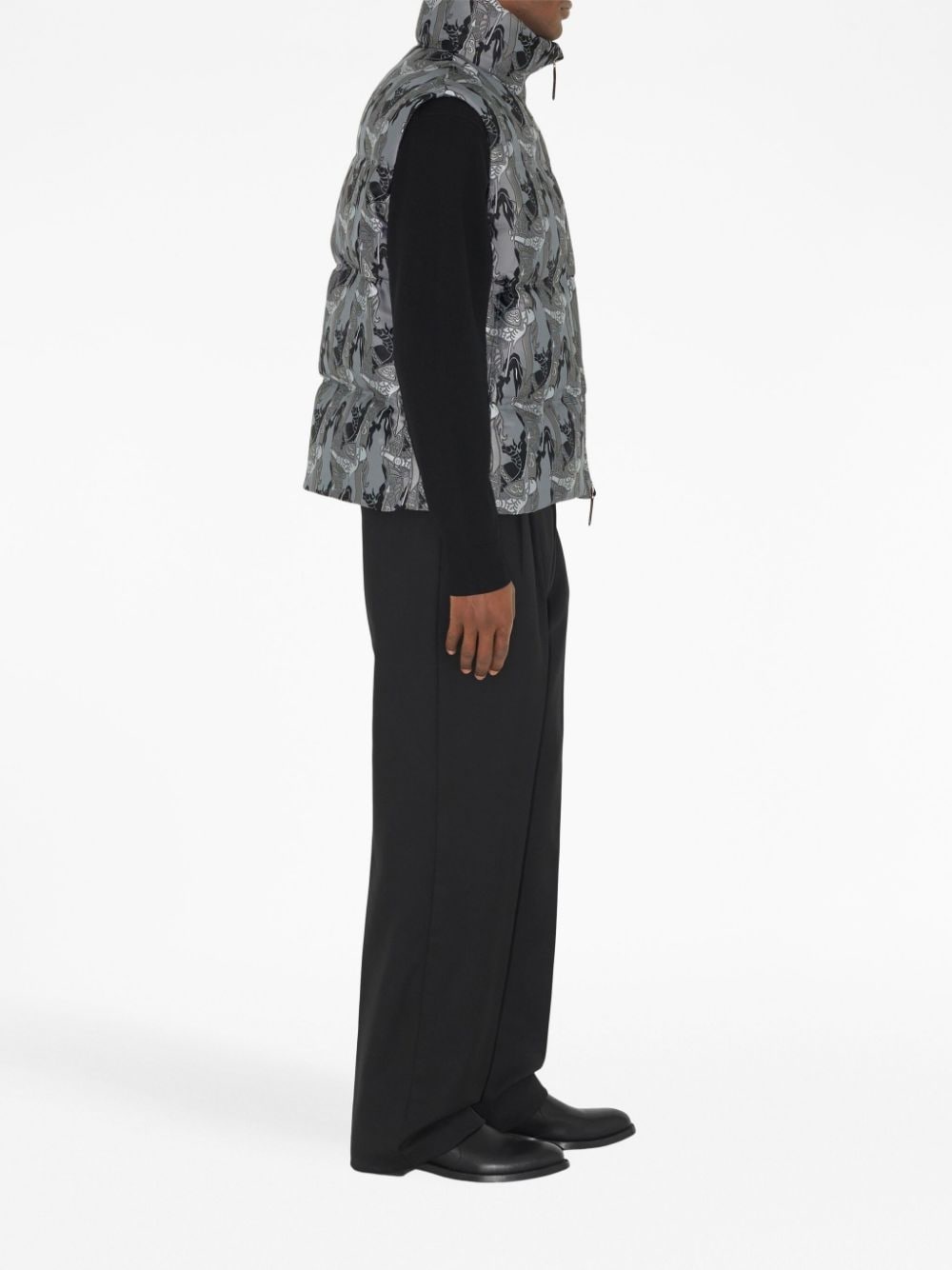 EKD silk-blend jacquard puffer gilet - 3