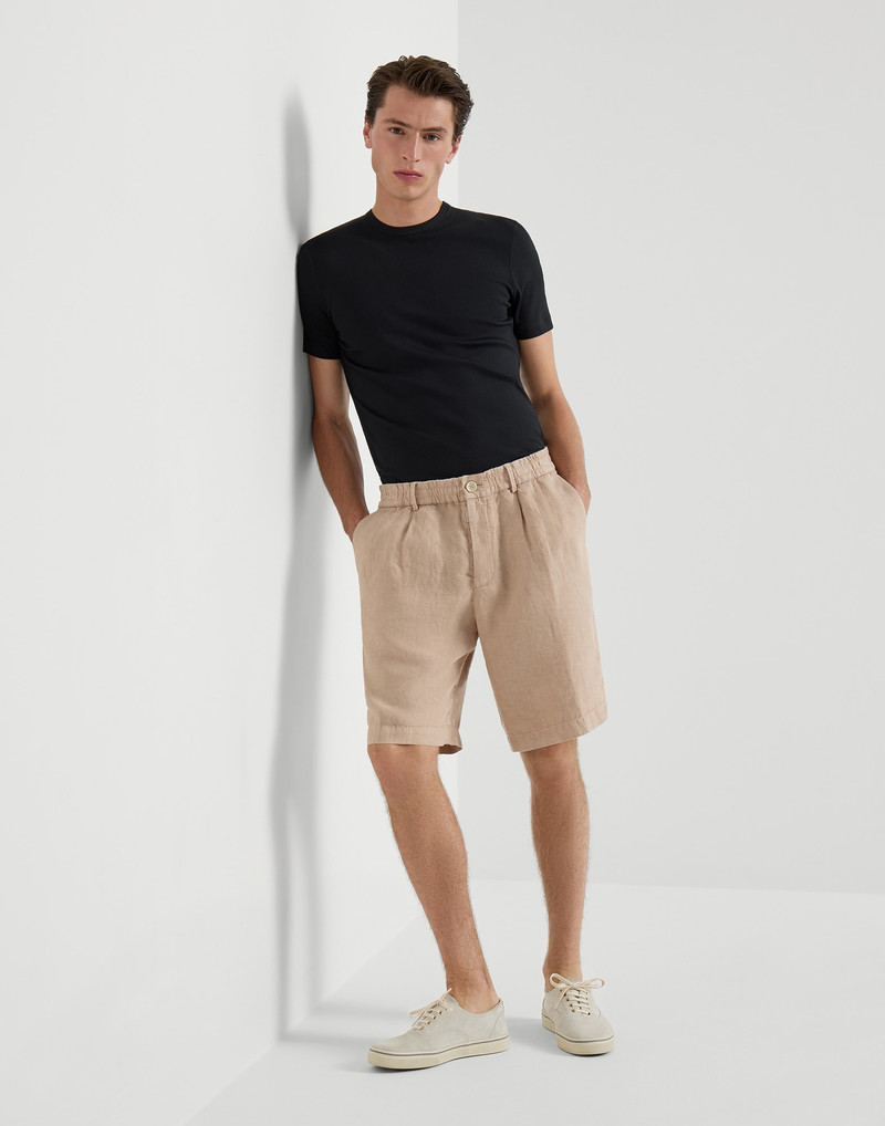 Garment-dyed Bermuda shorts in linen gabardine 5