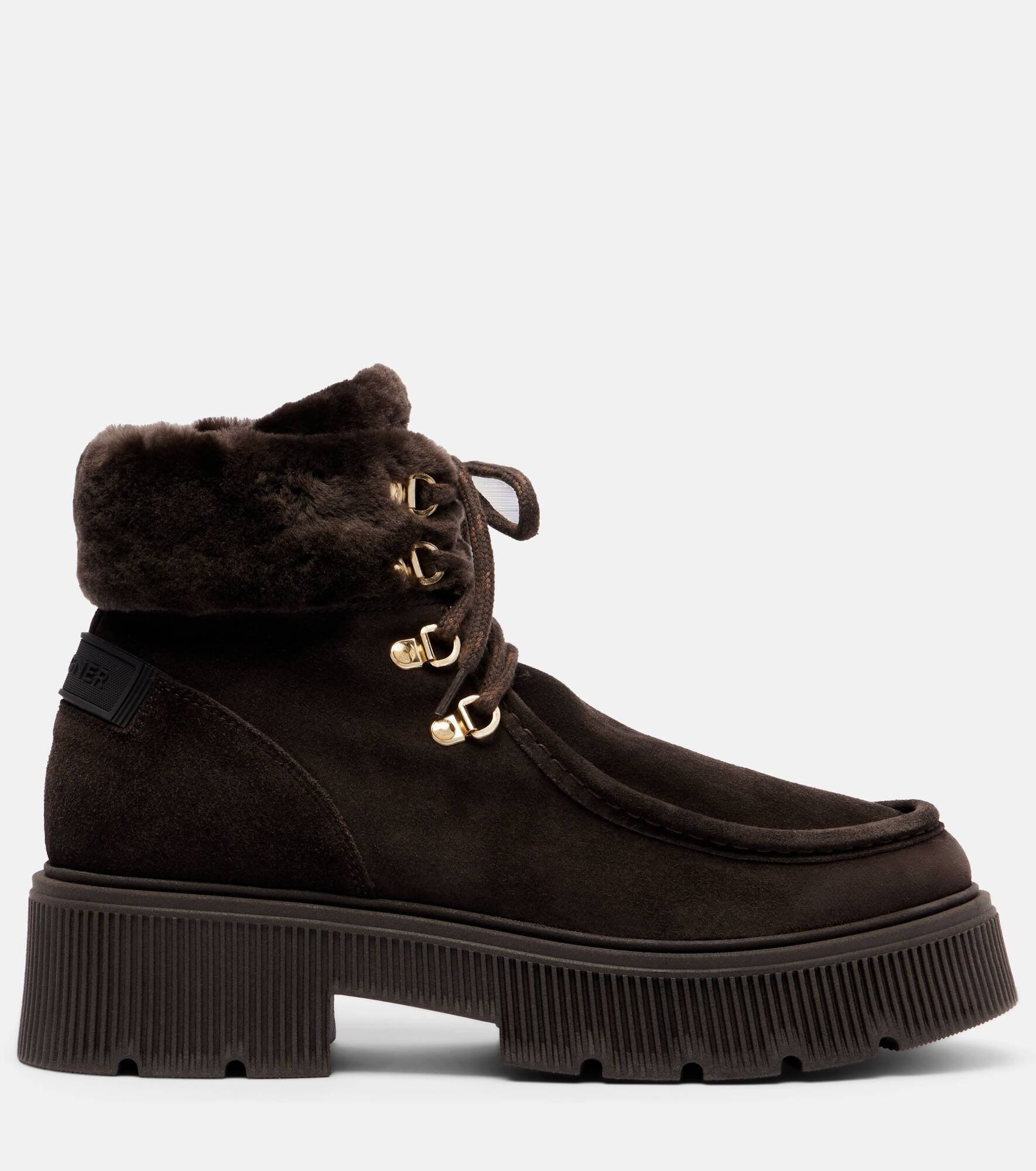 Turin shearling-trimmed suede lace-up boots - 4