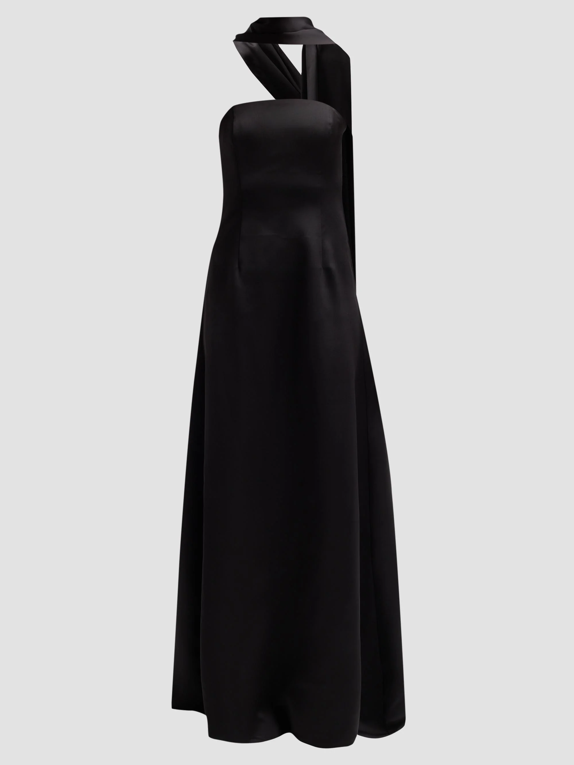 Women's Karma Satin Scarf Gown - Black - 1
