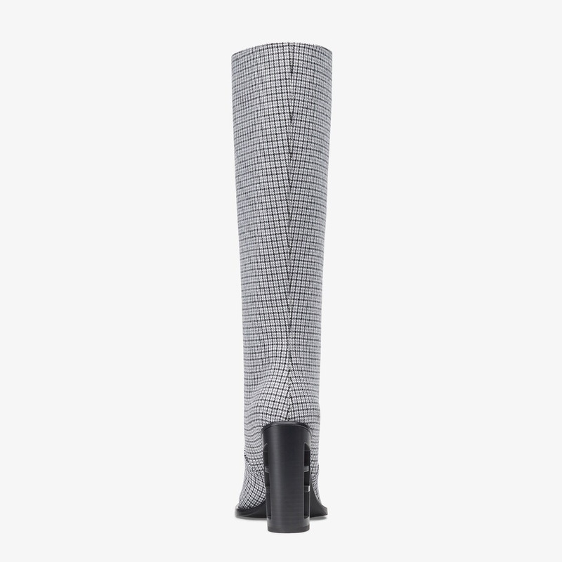 FENDI High-heeled boots in gray fabric outlook