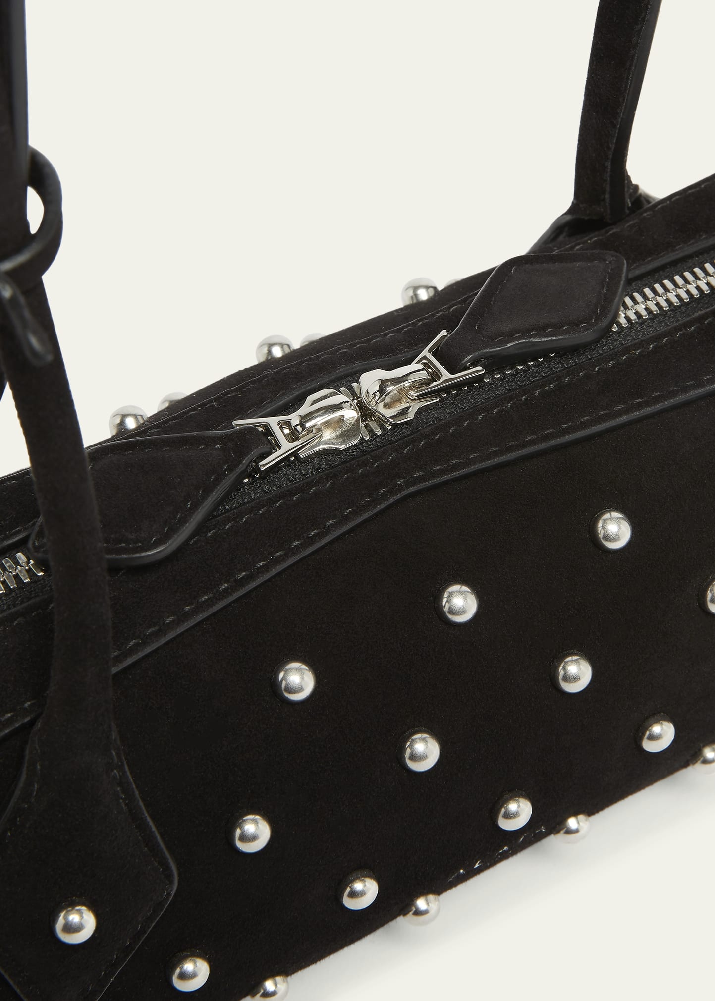 Le Teckel Small Shoulder Bag in Studded Suede - 5