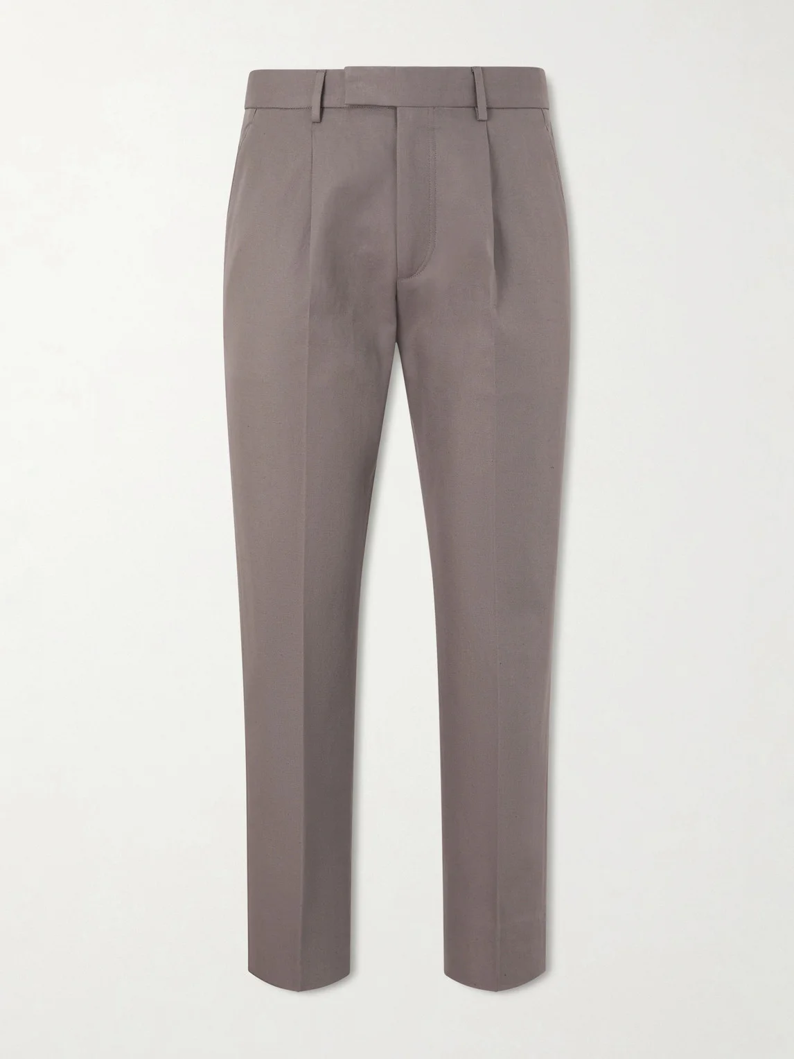 Pleated Cotton and Linen-Blend Trousers - 1