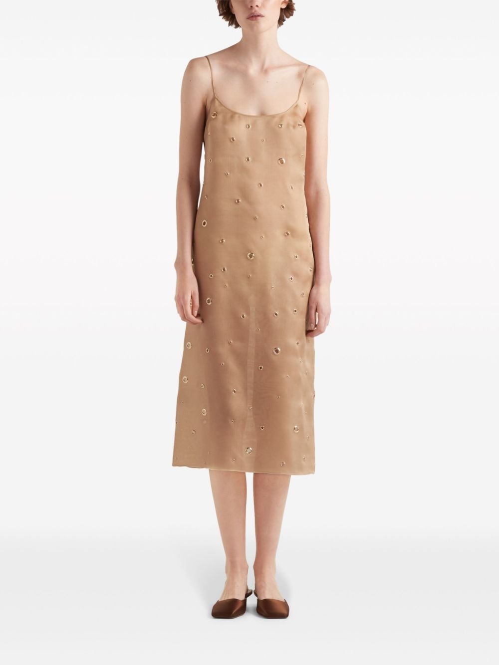 eyelet-detail organza midi dress - 2