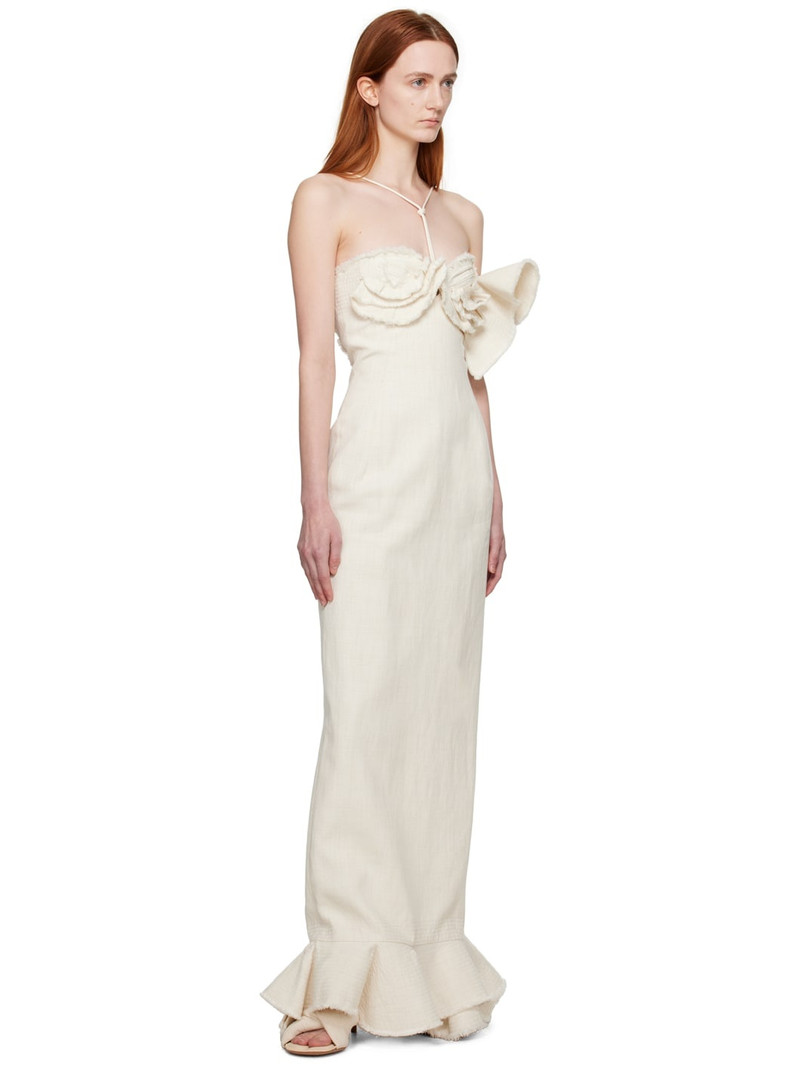 JACQUEMUS Off-White Le Raphia 'La Robe Artichaut' Maxi Dress outlook