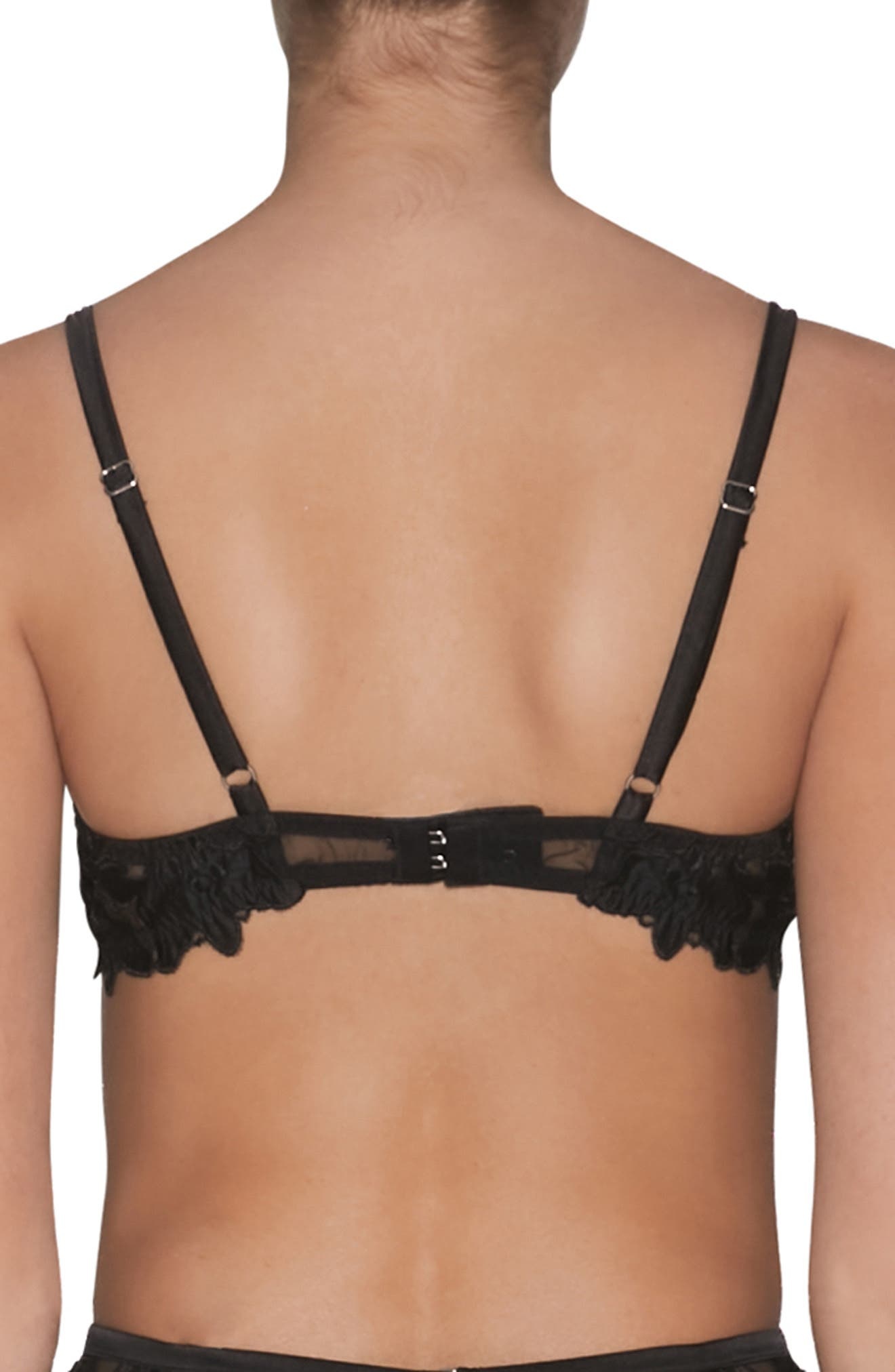 Fleur Du Mal Fuller Cup Lily Embroidered Underwire Demi Bra in Black at Nordstrom - 2