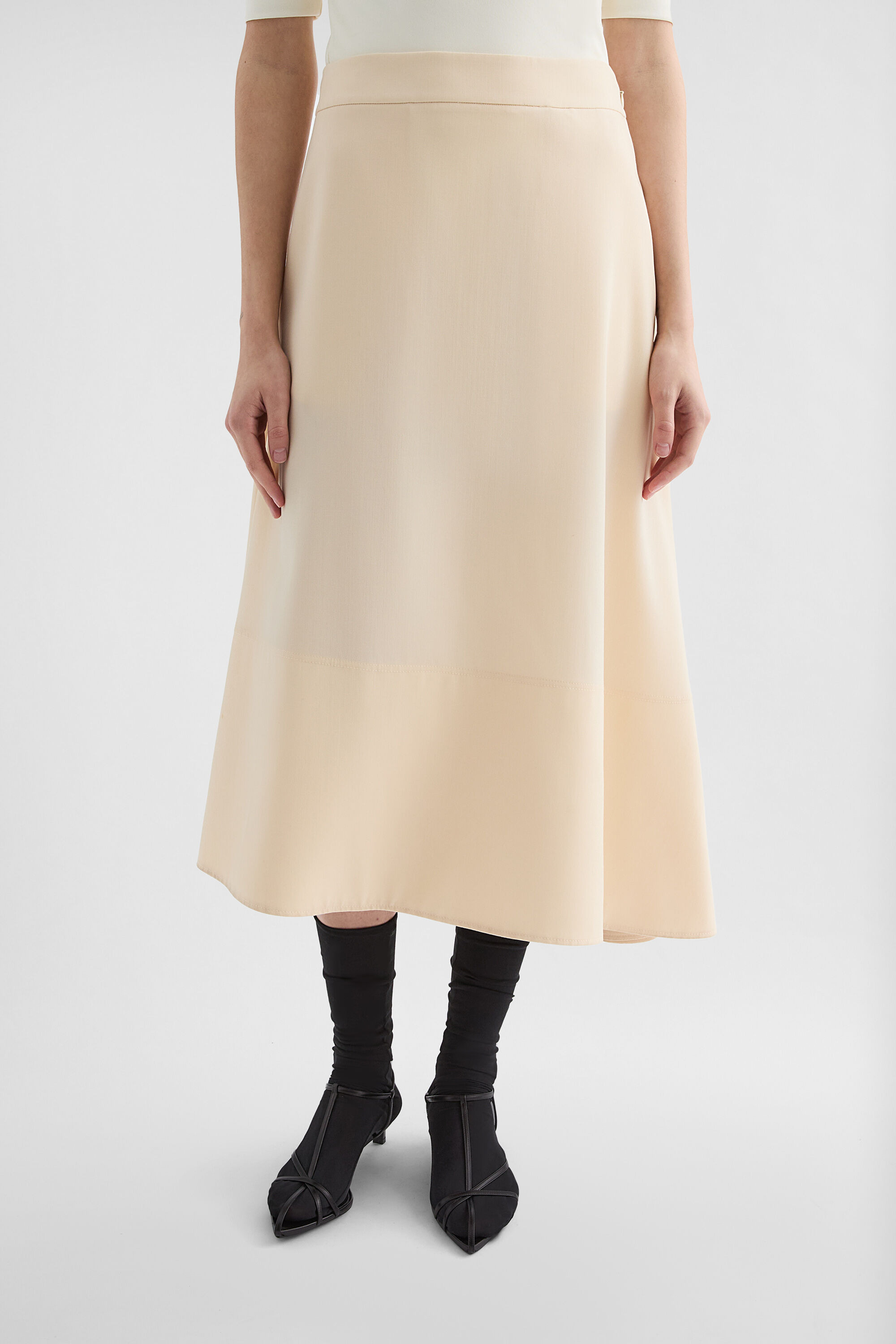 Lightweight Wool Gabardine Asymmetrical Skirt - 3