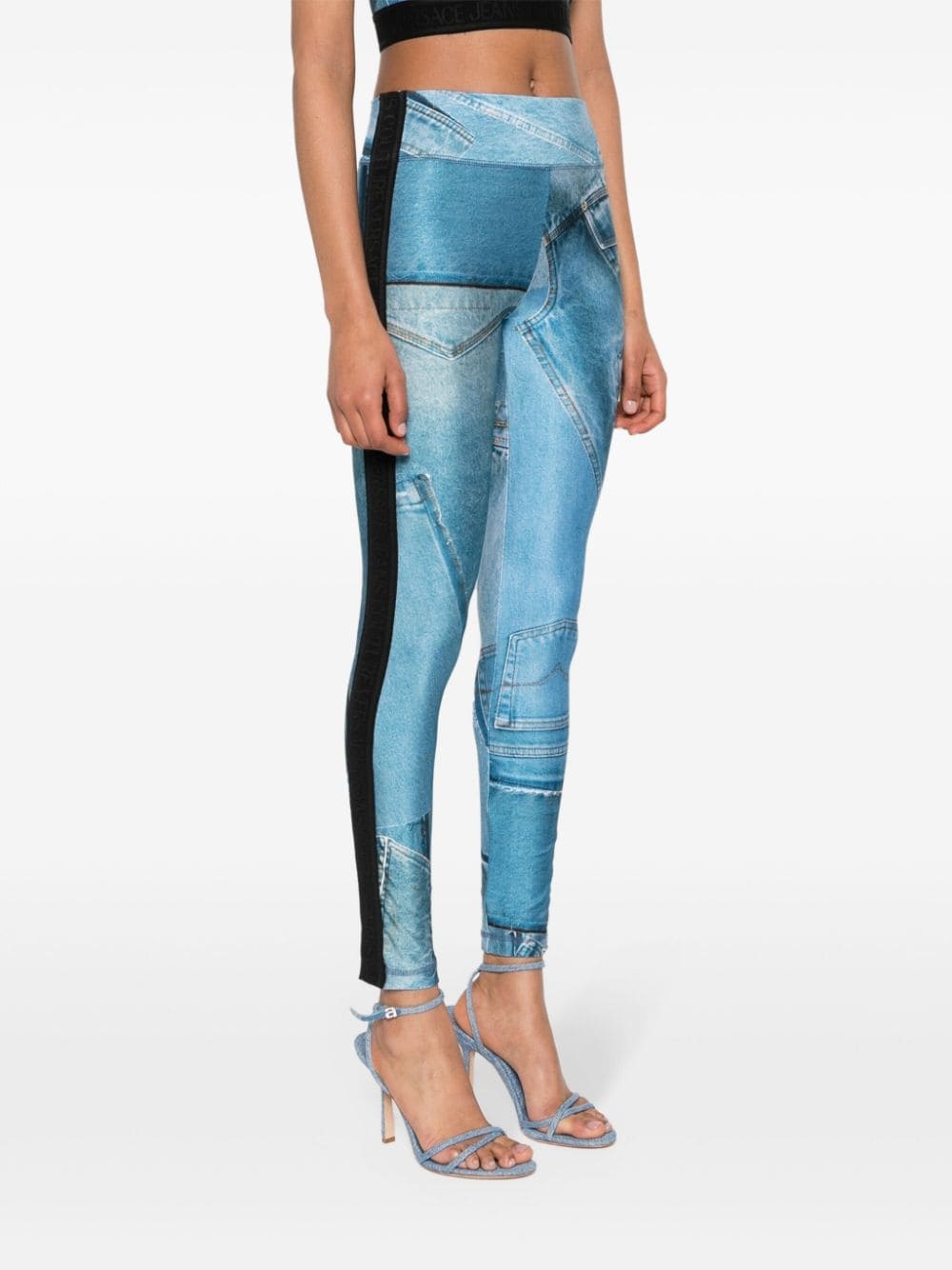 Patch Denim-print leggings - 3