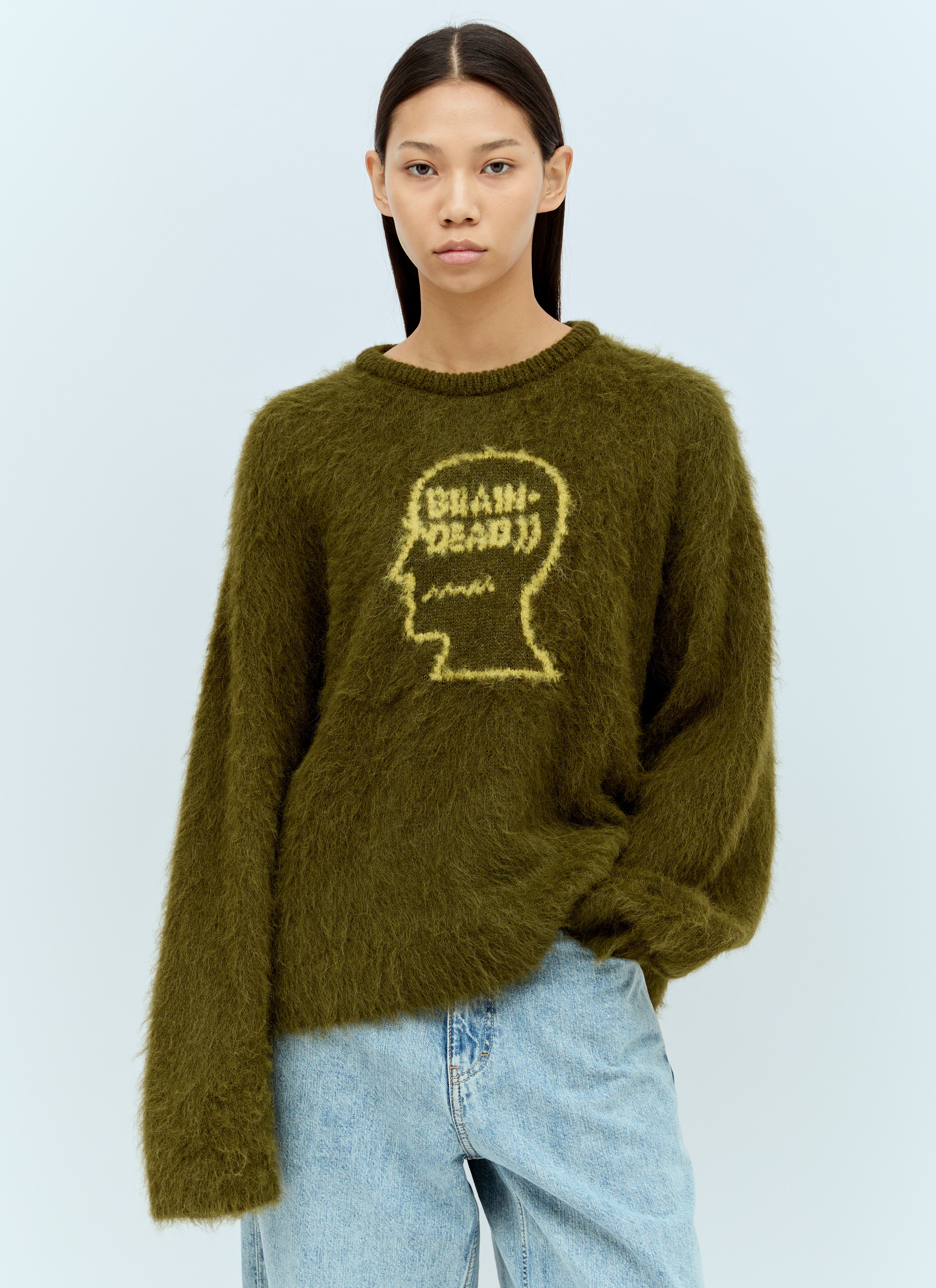 BRAIN DEAD Logo Head Knit Sweater | REVERSIBLE