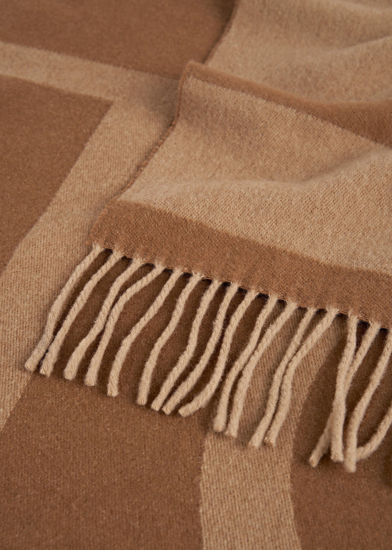 Monogram jacquard wool scarf camel 4