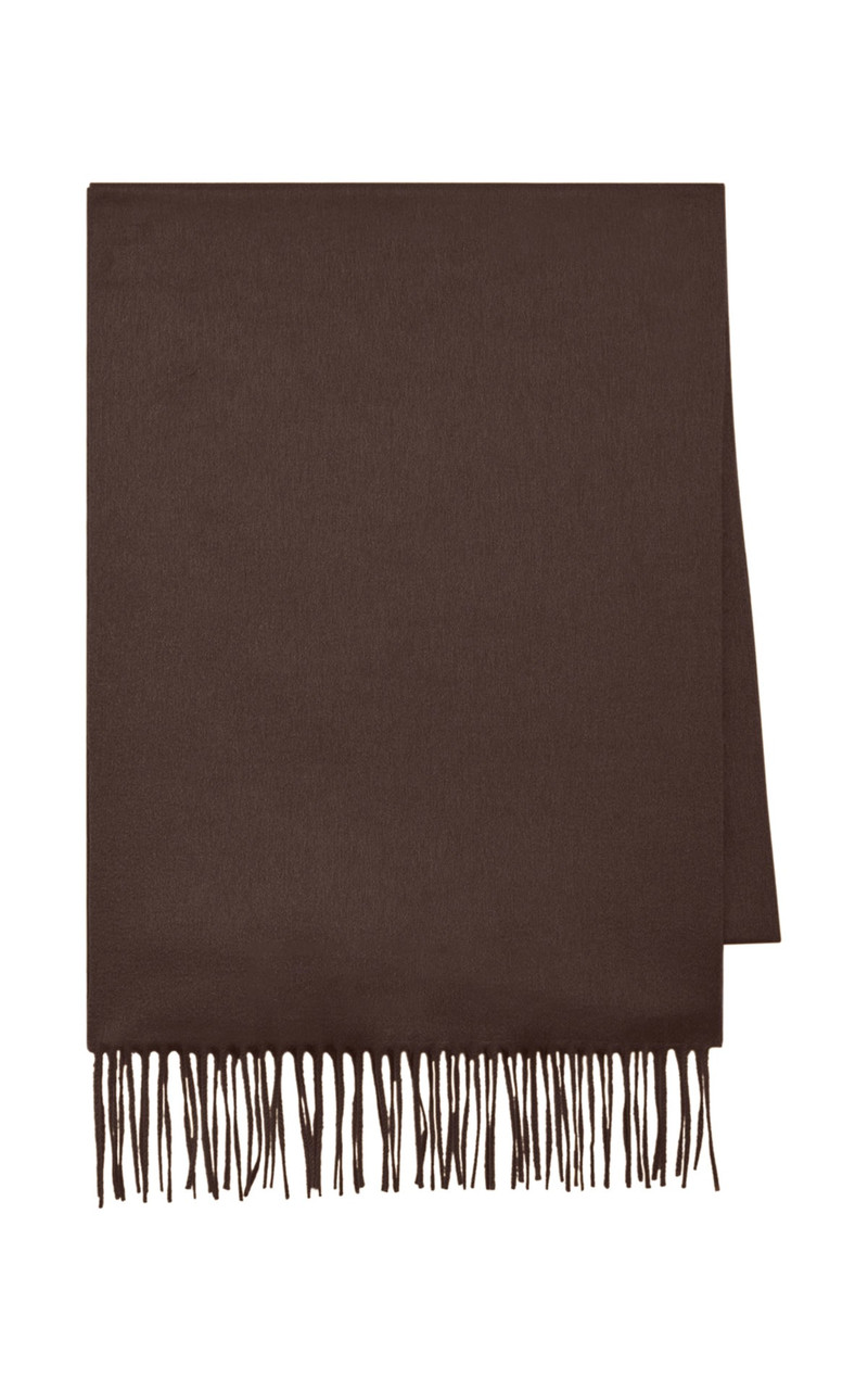 Blaine Fringe Scarf in Chocolate Brushed Silk Cashmere 1
