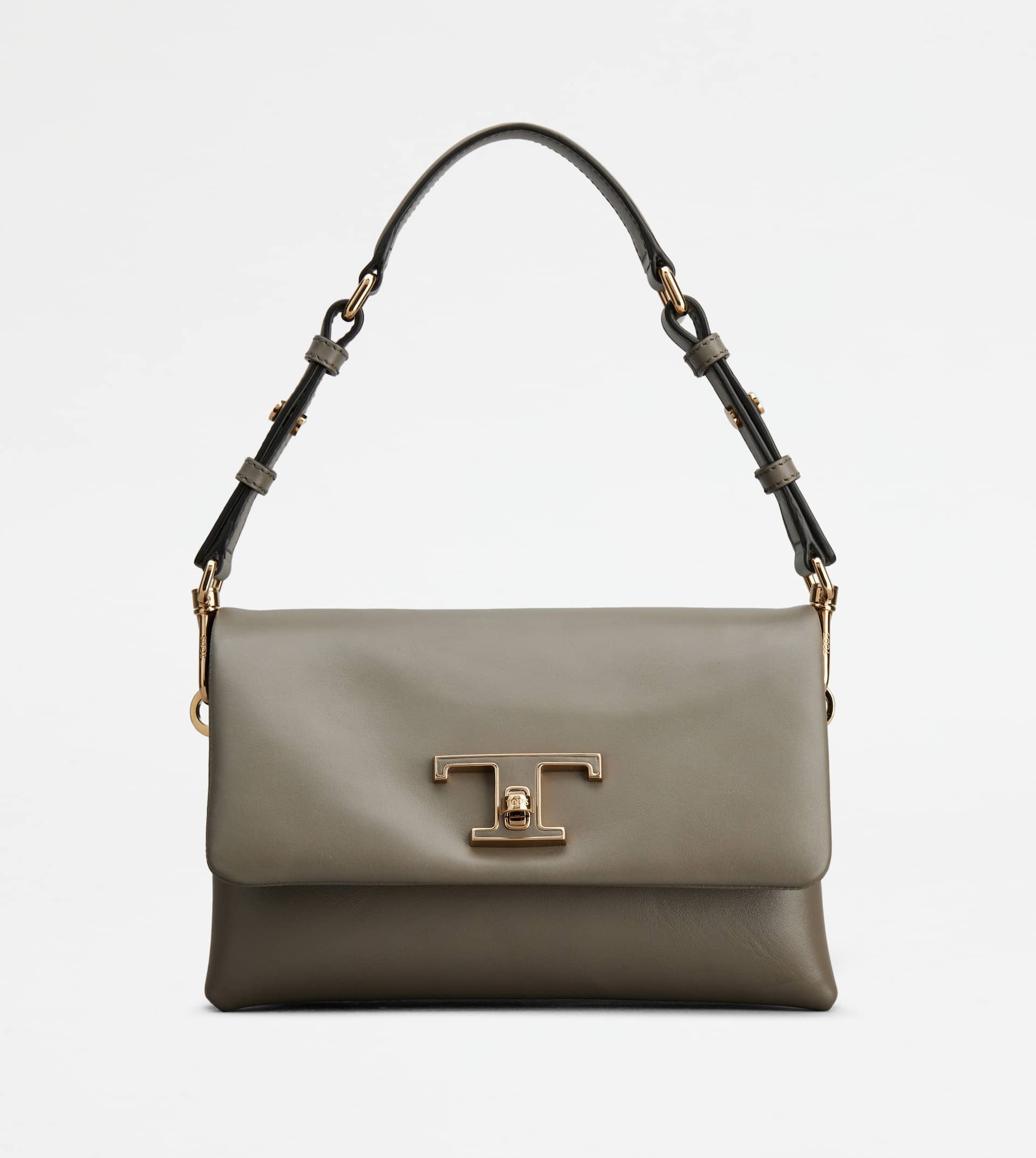 T TIMELESS FLAP BAG IN LEATHER MINI - BROWN - 1