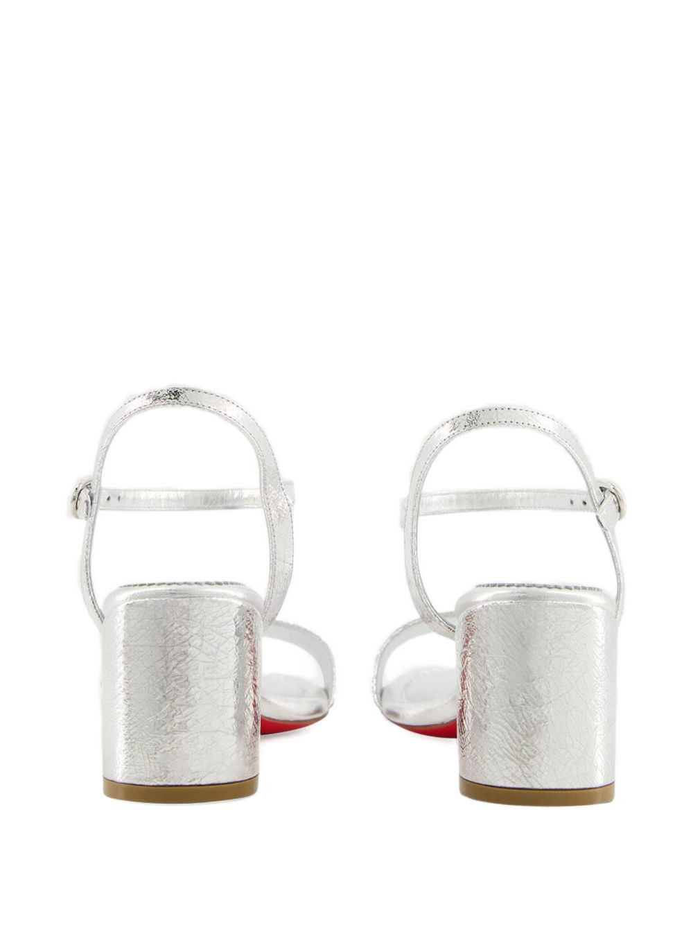 55mm metallic-effect leather ankle-strap sandals - 3