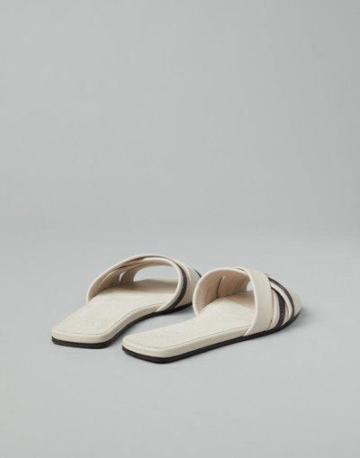Brunello Cucinelli Nappa leather slides with monili outlook