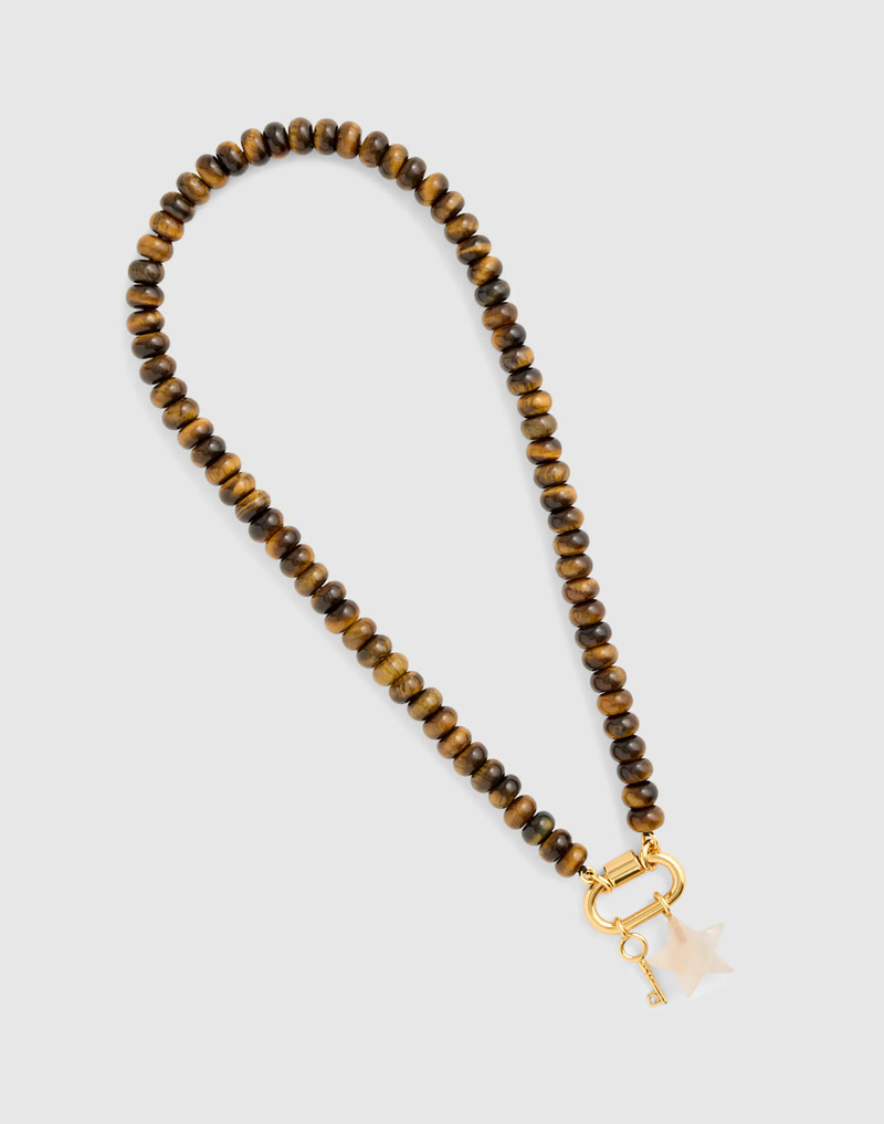 Semiprecious Beaded Carabiner Charm Necklace 3