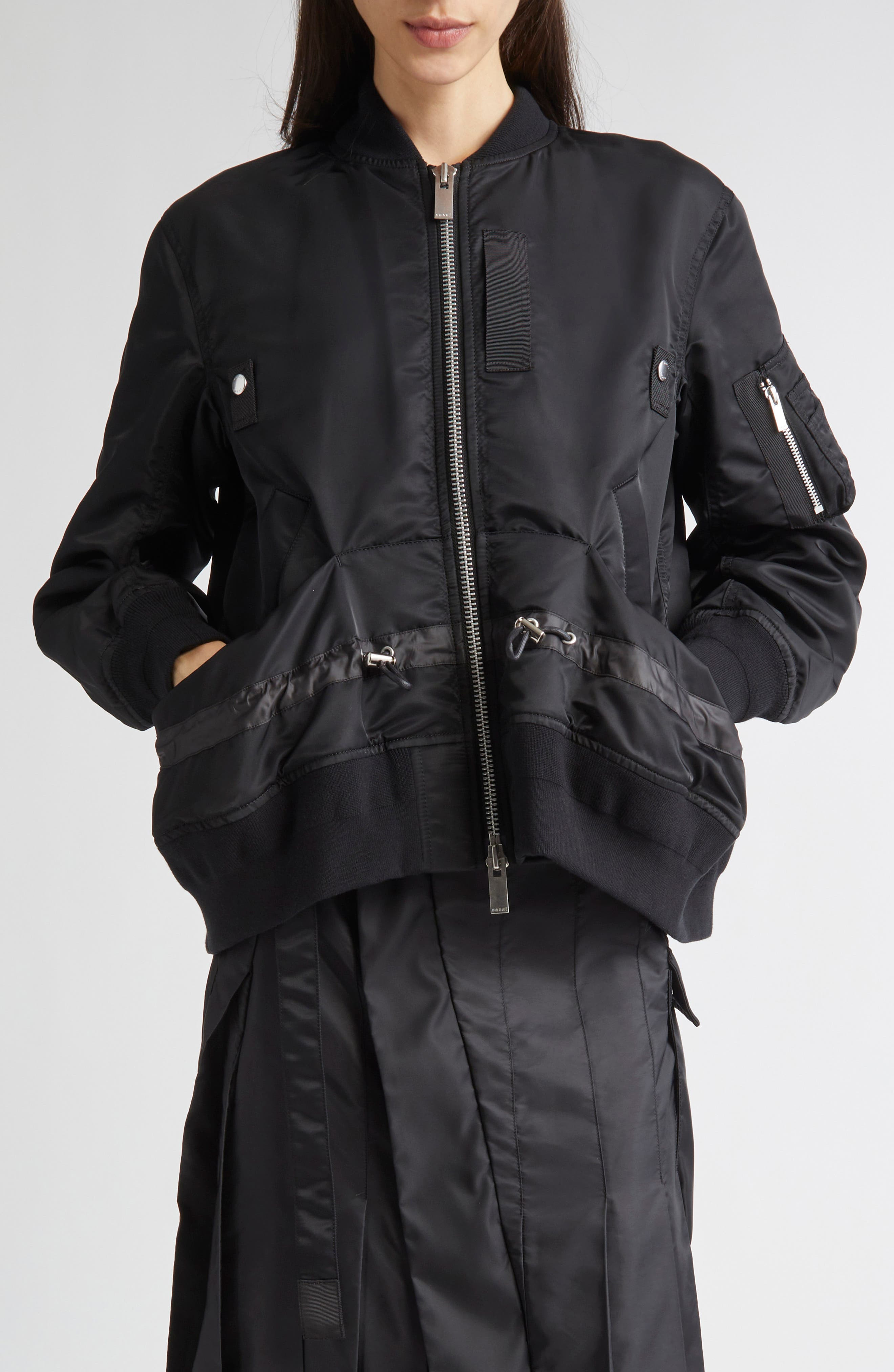 Sacai Blouson Nylon Twill Bomber Jacket in Black at Nordstrom - 1