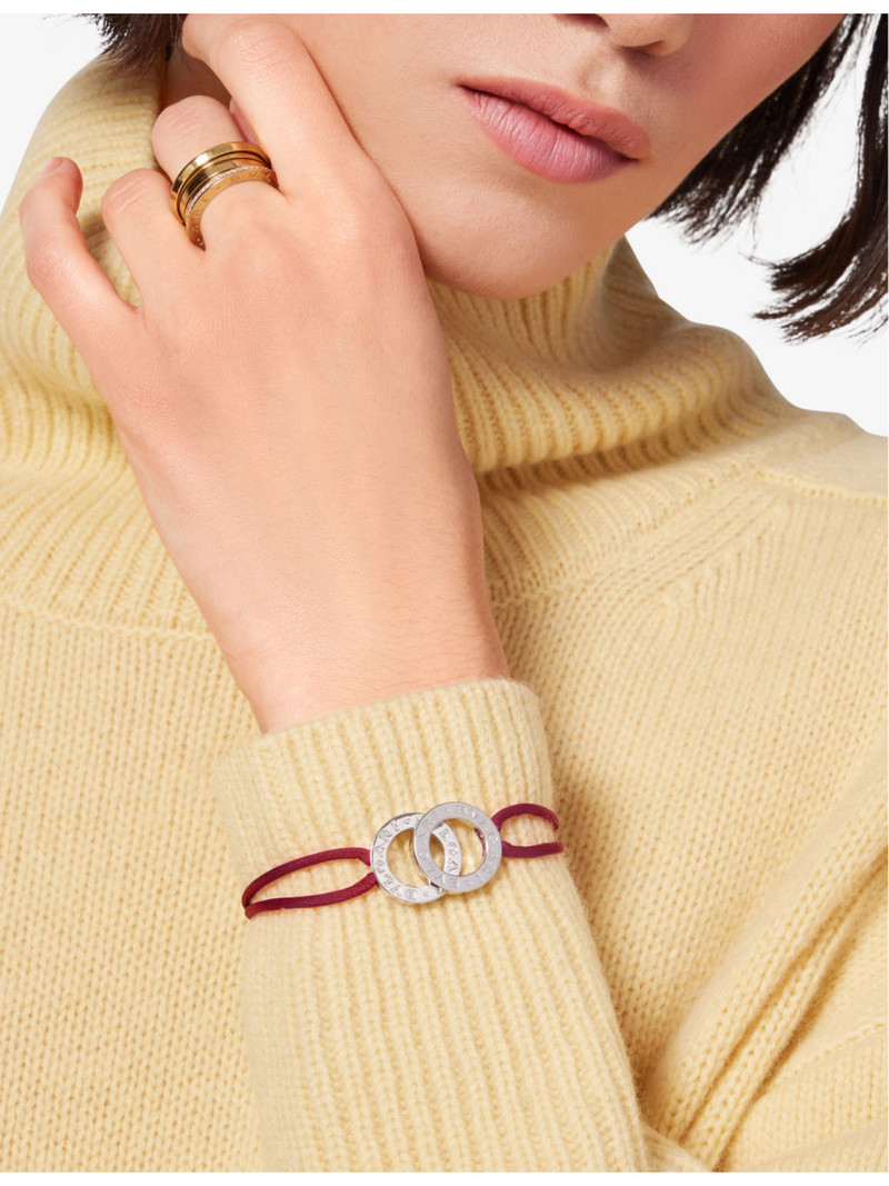 BVLGARI BVLGARI BVLGARI sterling silver and fabric bracelet outlook