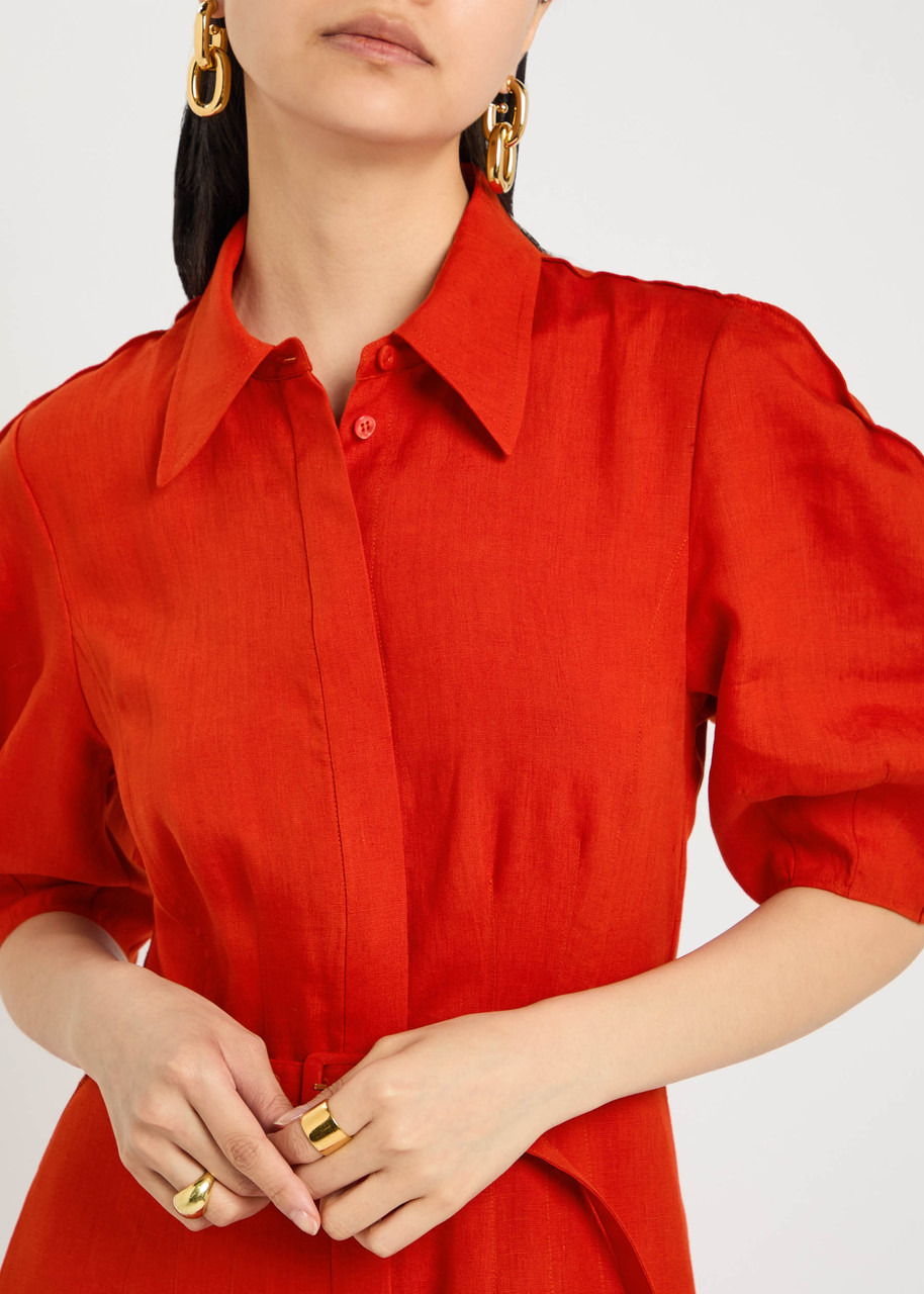 Gabriela Hearst Maude Darted Linen Midi Shirt Dress - 5