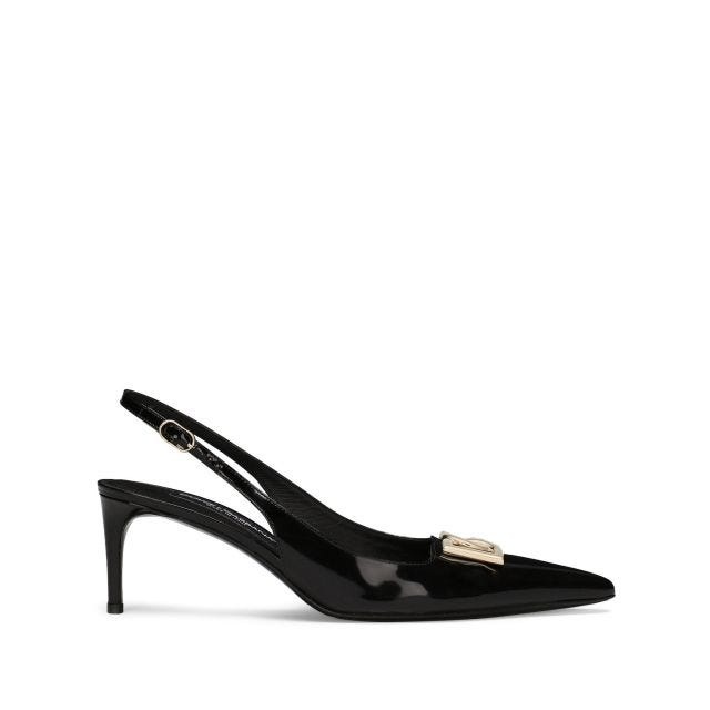 60mm logo-plaque slingback pumps - 1