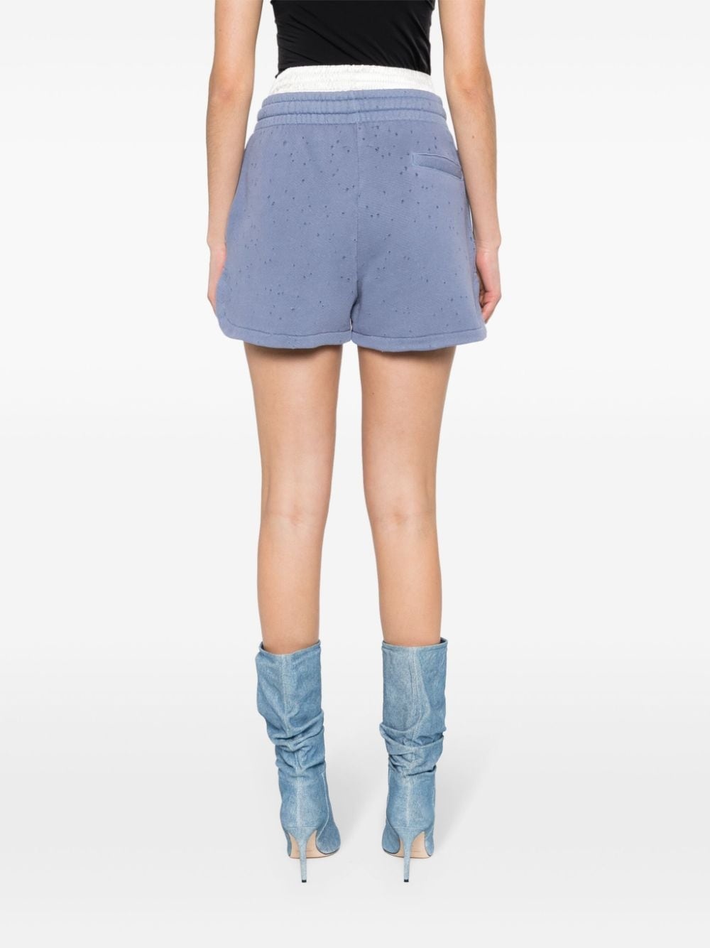 layered distressed cotton shorts - 4