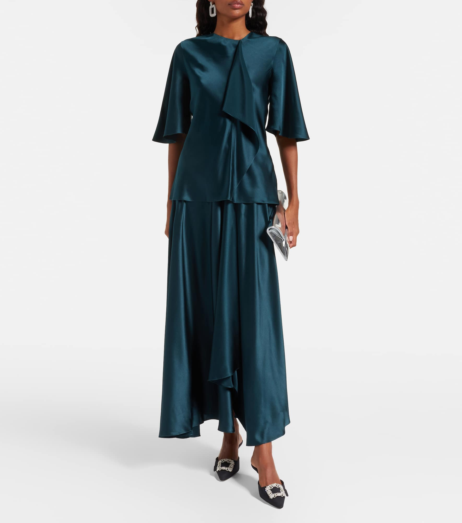 Naiara draped silk satin top - 2