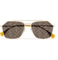 Aviator-Style Logo-Print Gold-Tone and Acetate Sunglasses - 4