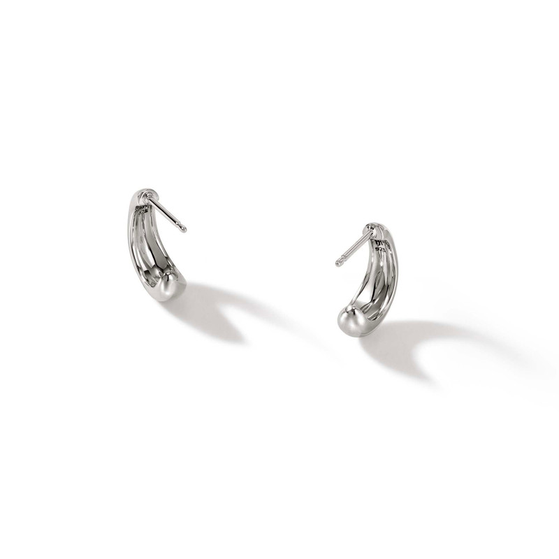 Surf J Hoop Earrings, Silver, Diamonds, 15MM 4