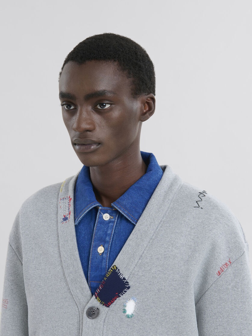 COTTON BLEND SWEATSHIRT STYLE CARDIGAN - 4