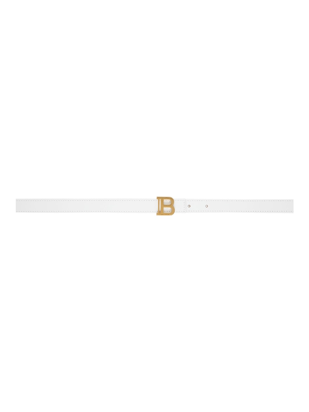 White Leather Logo Belt - 1