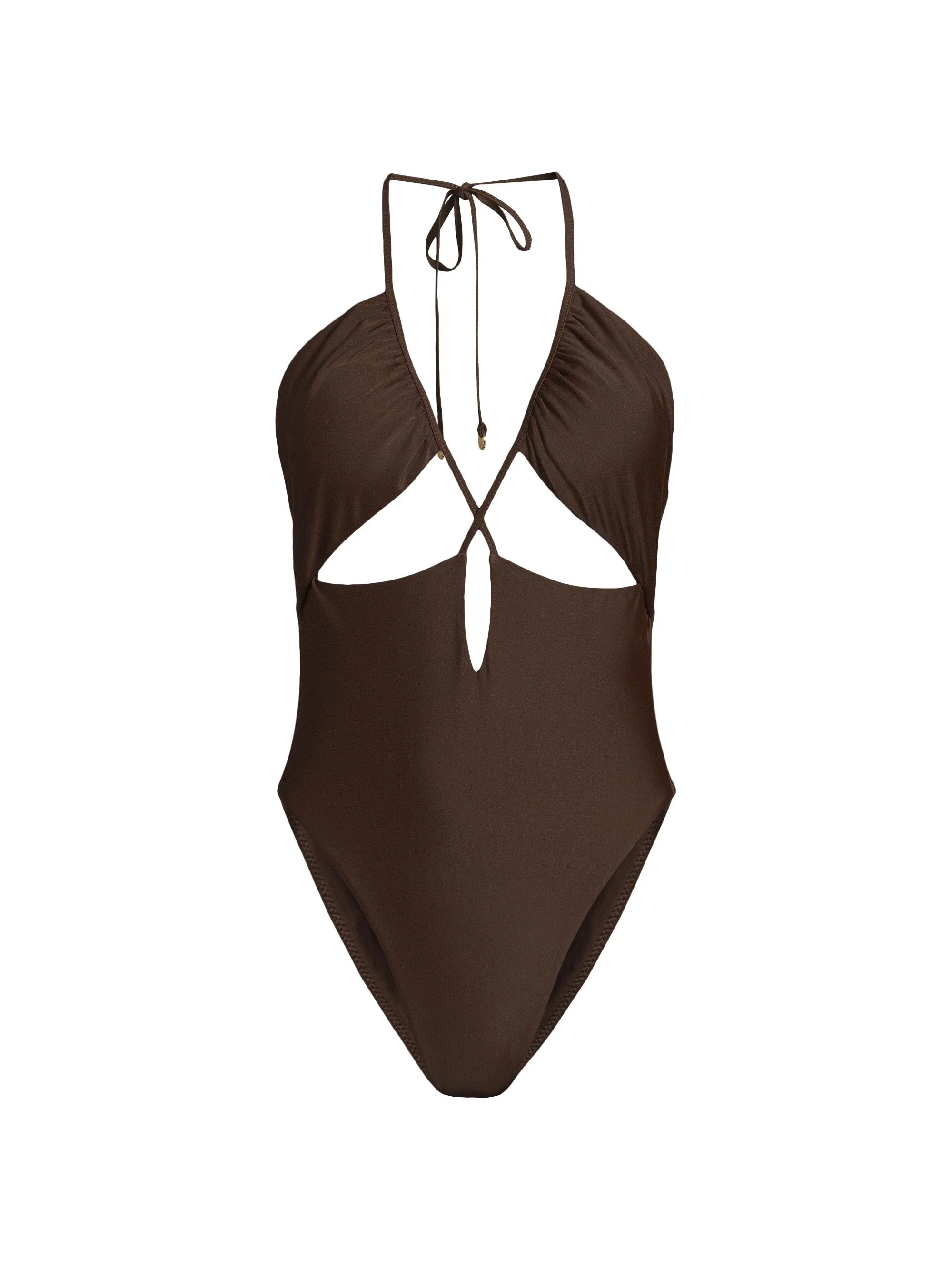 Women's Nia Halterneck One-Piece Swimsuit - Beach Brown - 1