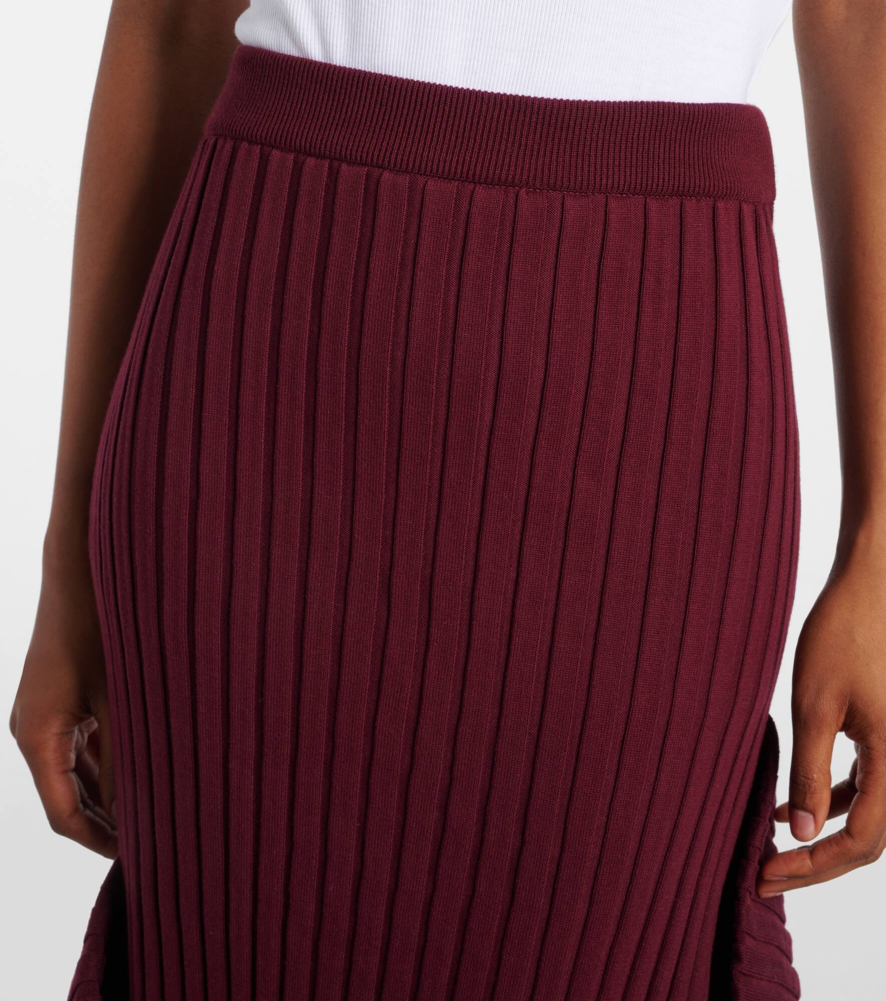 Asymmetric ribbed-knit midi skirt - 4
