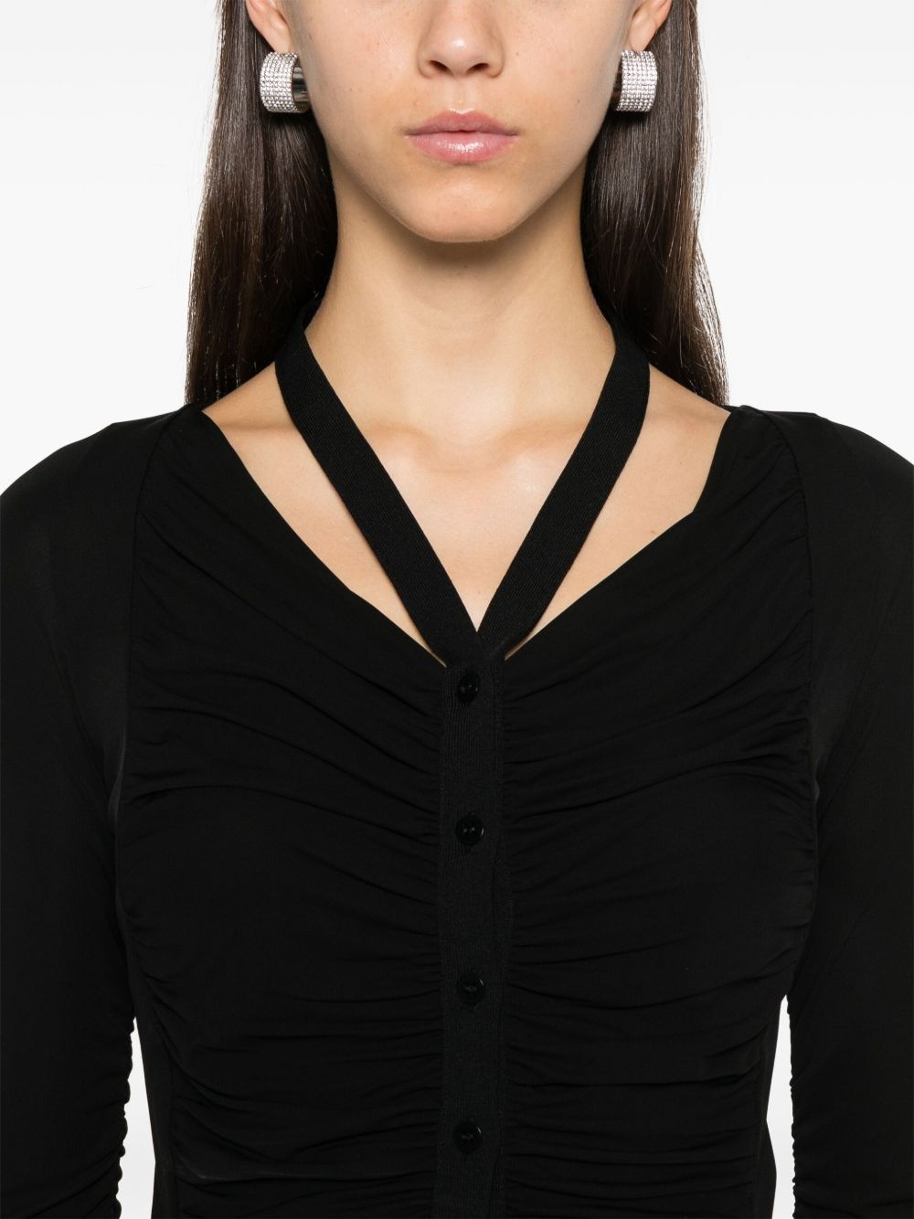 draped jersey cardigan - 5