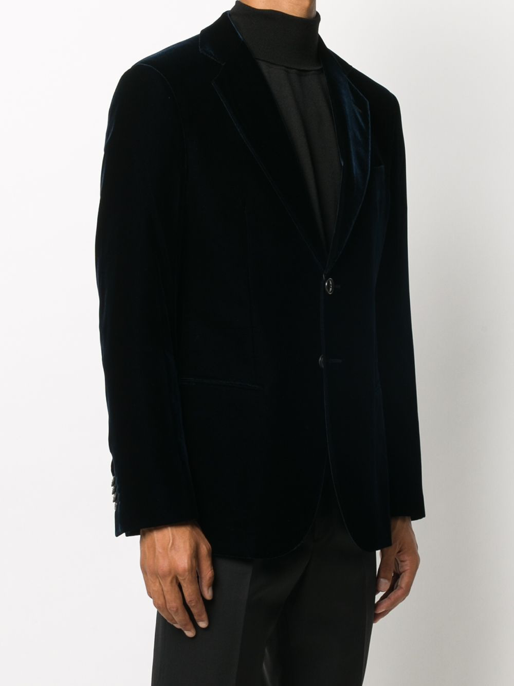 velvet single-breasted blazer - 3