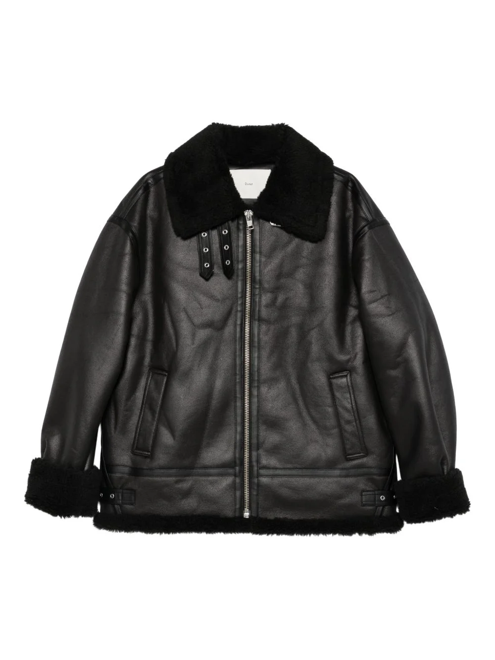 shearling-collar zip jacket - 1