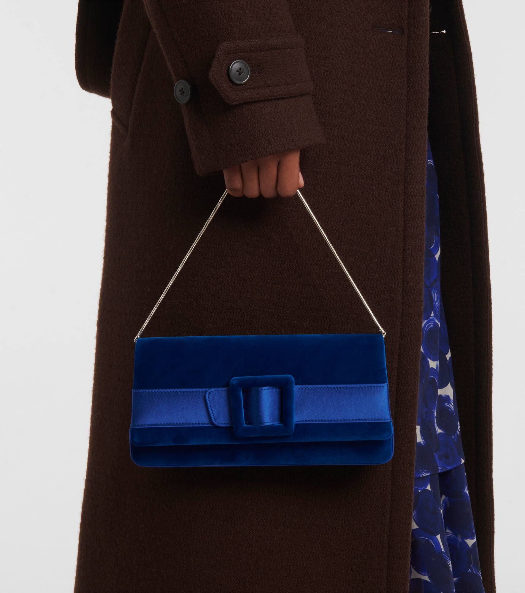 Maygot satin-trimmed velvet clutch - 2