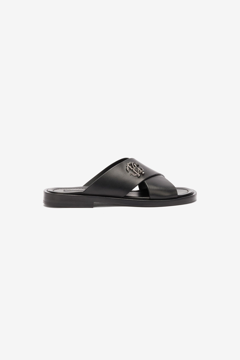 Slides With Bands And Mirror Snake Monogram - 1