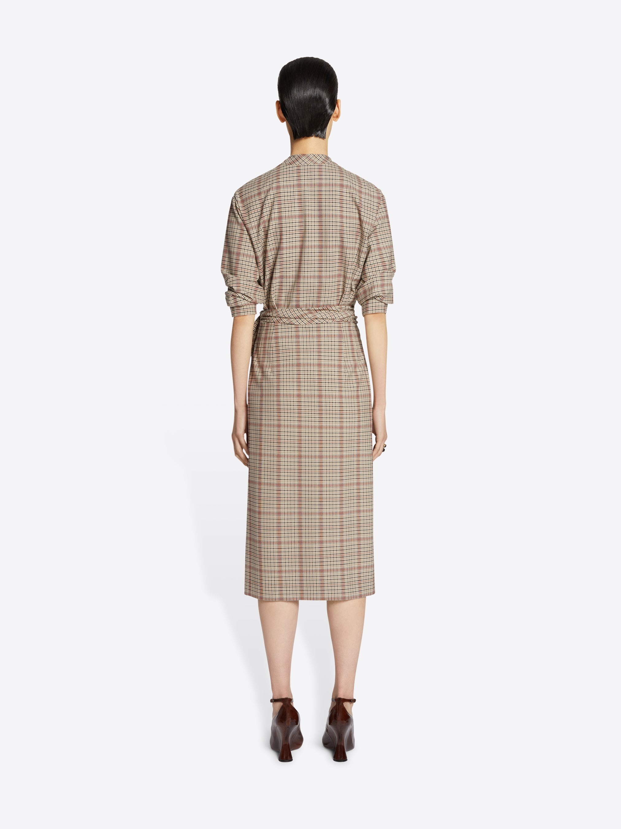 CHECKED WRAP DRESS - 4