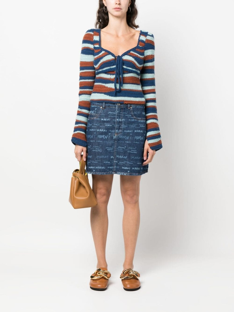 Marni logo-print denim skirt outlook